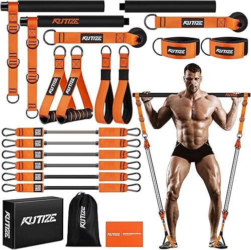 KUTIZE Pilates Bar Kit with Resistance Bands, Heavy Duty Pilates Equipment for Men, Training Bands with Han...